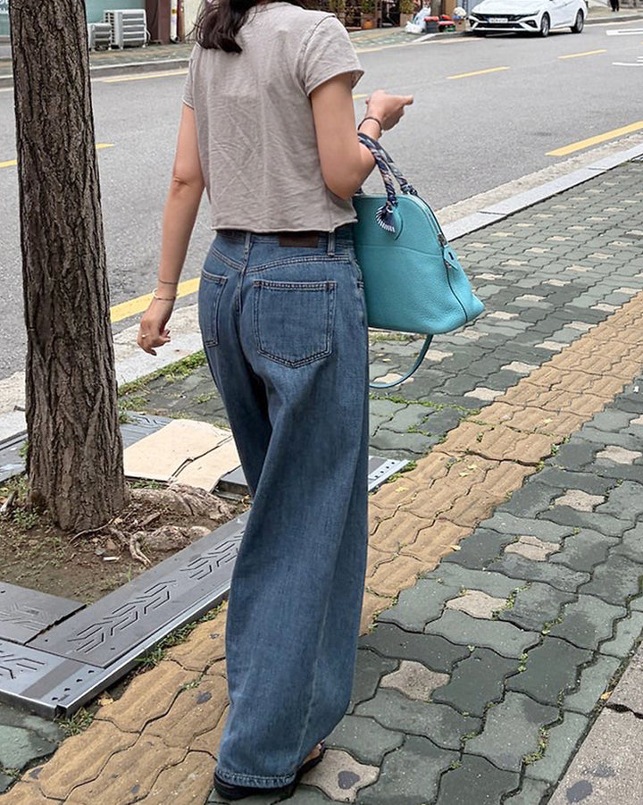 High-Waisted Barrel Wide-Leg Jeans