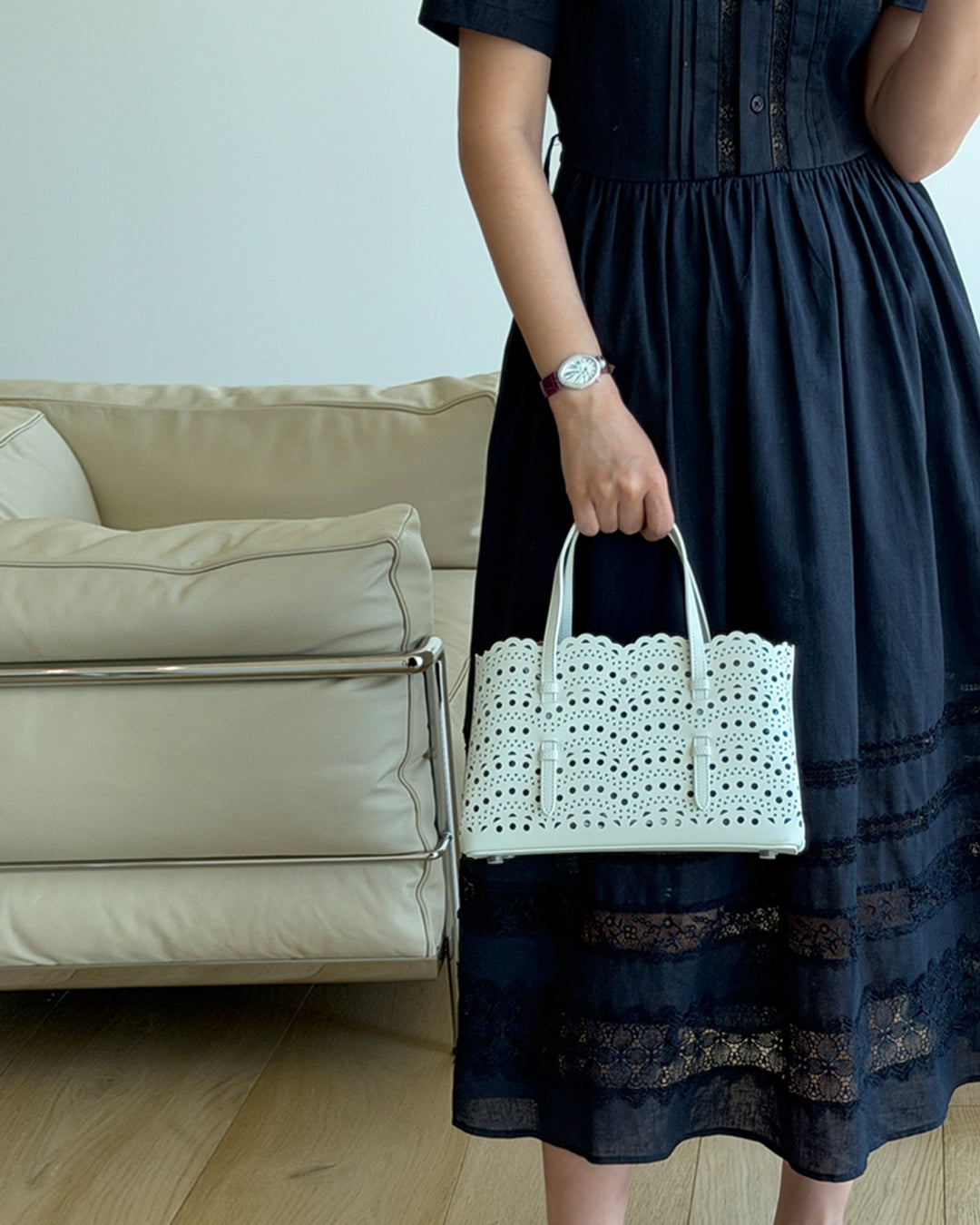 Premium 100% Linen Eyelet Embroidered Dress
