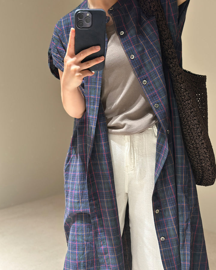 2-Way Cotton Check Shirt Dress &amp; Robe