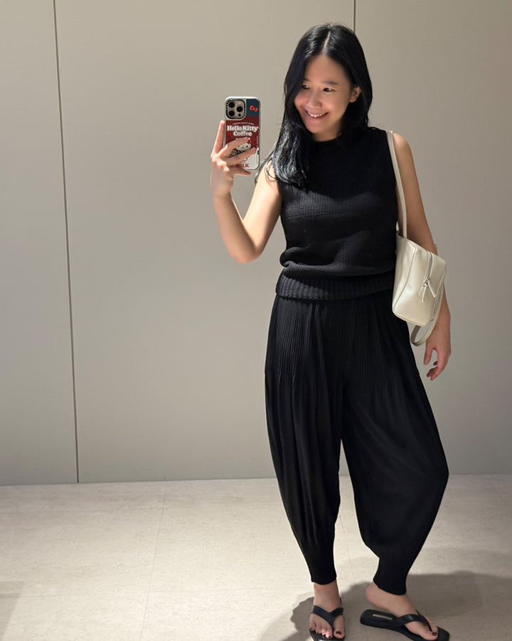 Gradated Pleated Easy Pants