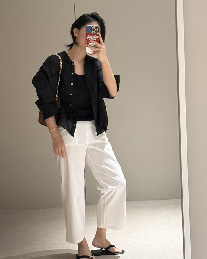 100% Linen Oversized Button-Down Shirt
