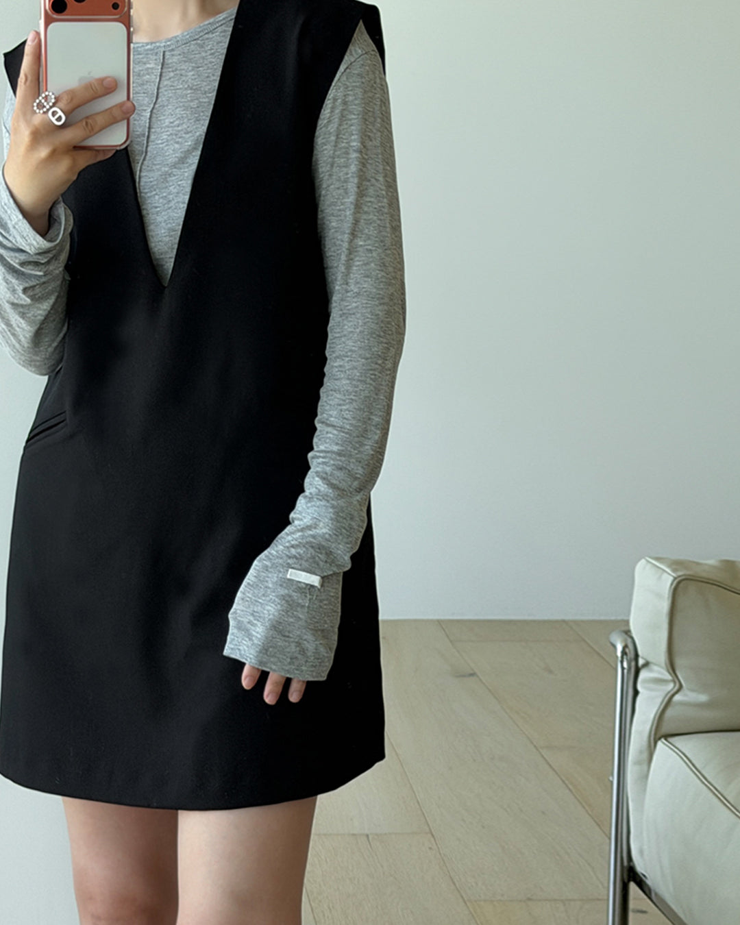 Sheer Center Seam Long Sleeve Tee