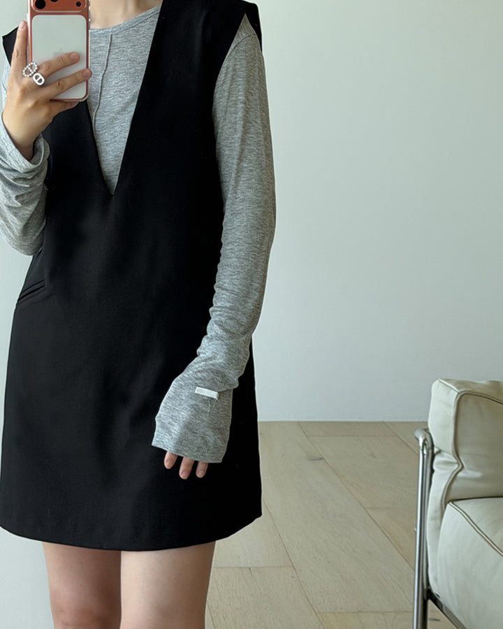 Sheer Center Seam Long Sleeve Tee