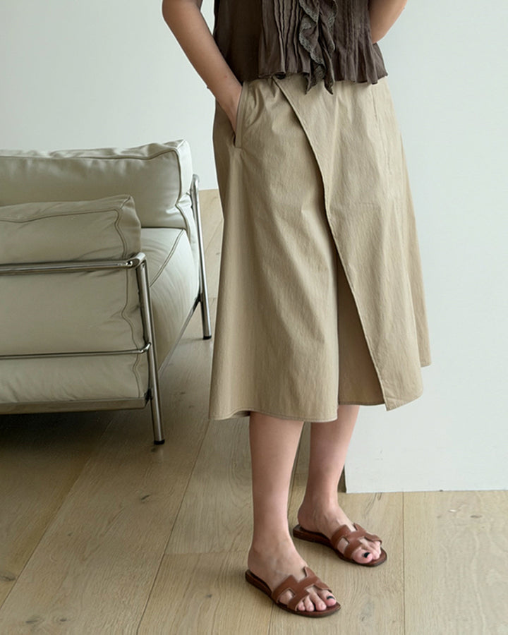 Button Wrap Culotte Pants