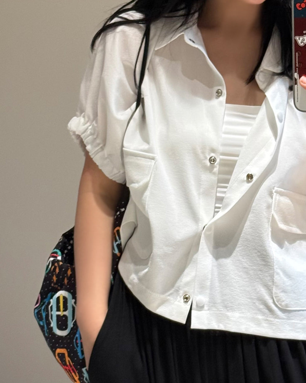Gathered Short Sleeve Cropped Jacket