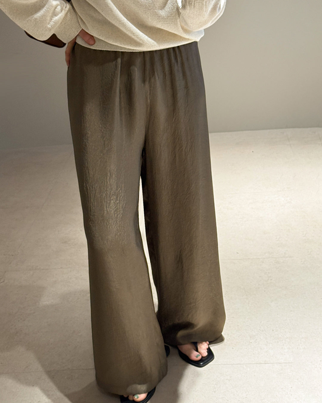 Satin Gloss Rayon Wide Pants