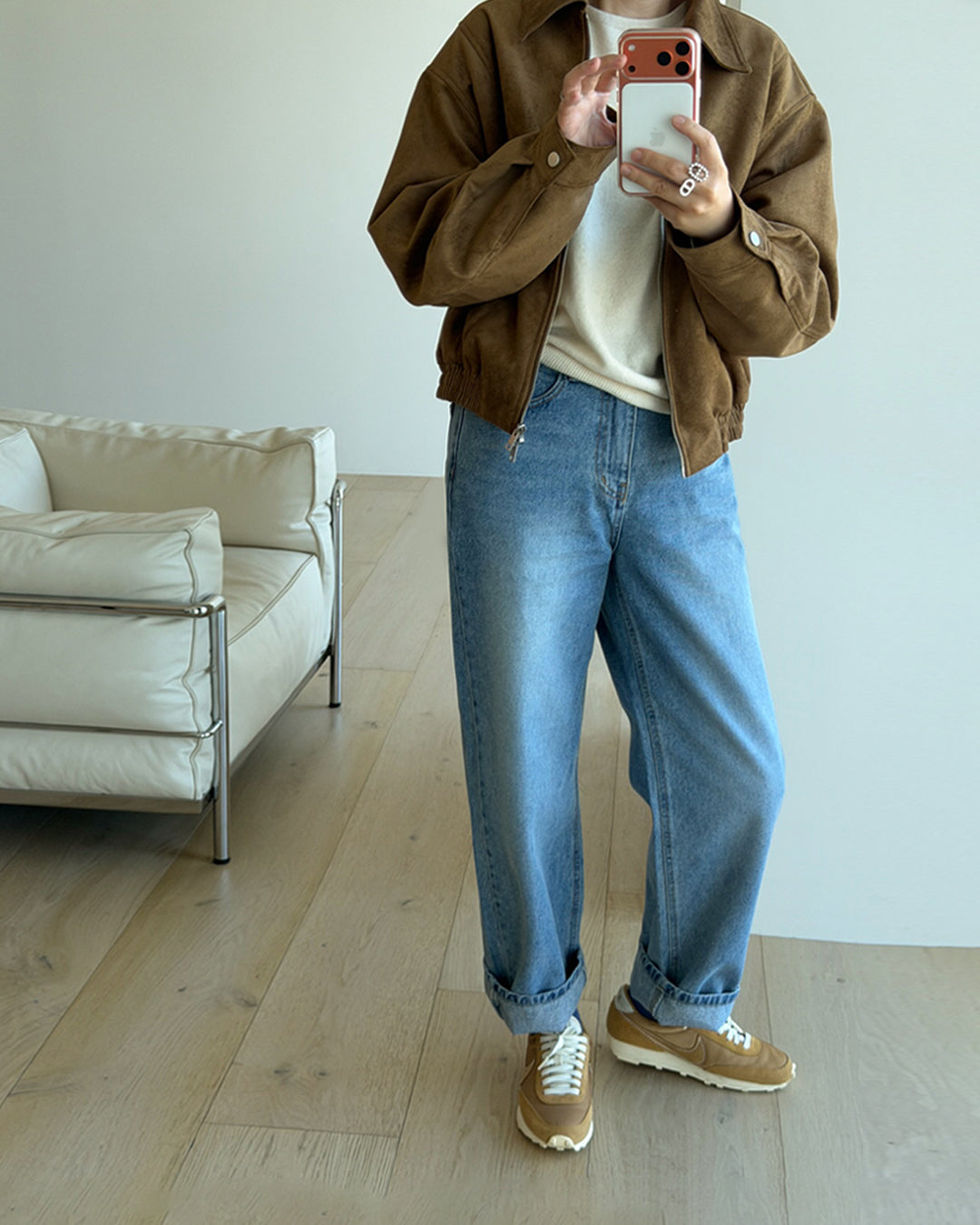 High-Waist Wide Straight Jeans