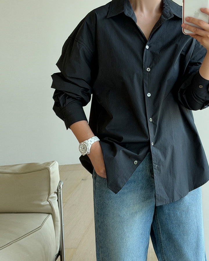 Loose Fit Cotton Button-Down Shirt