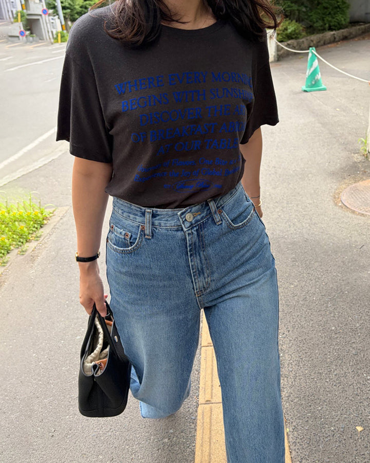 リネンブレンド レタリング エブリデイTシャツ