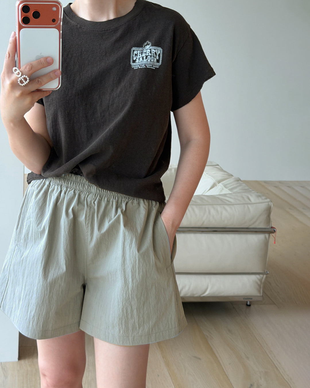 Casual Crinkle Nylon-Blend Shorts