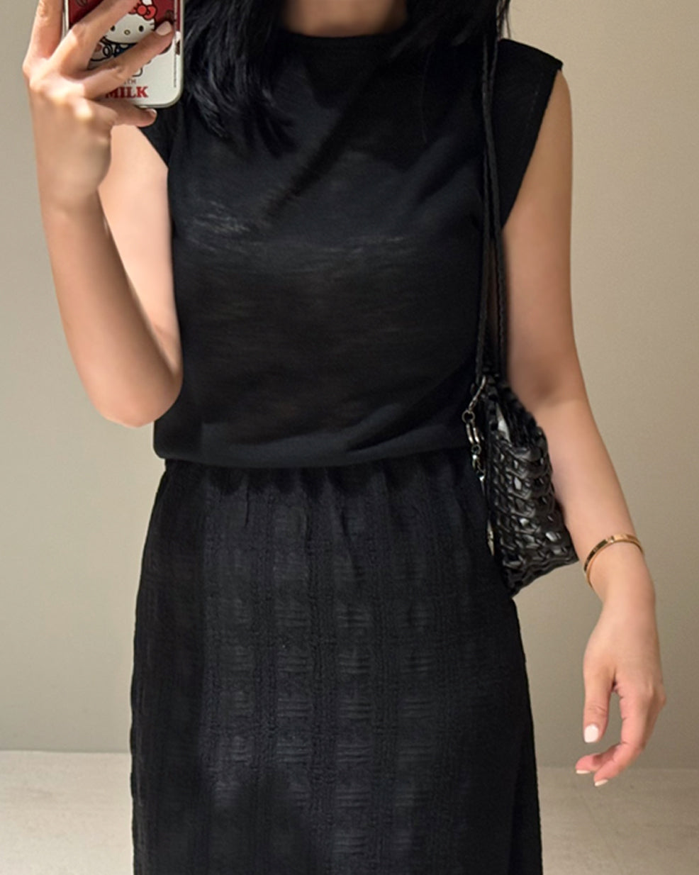 Fine Knit Cap Sleeve Top