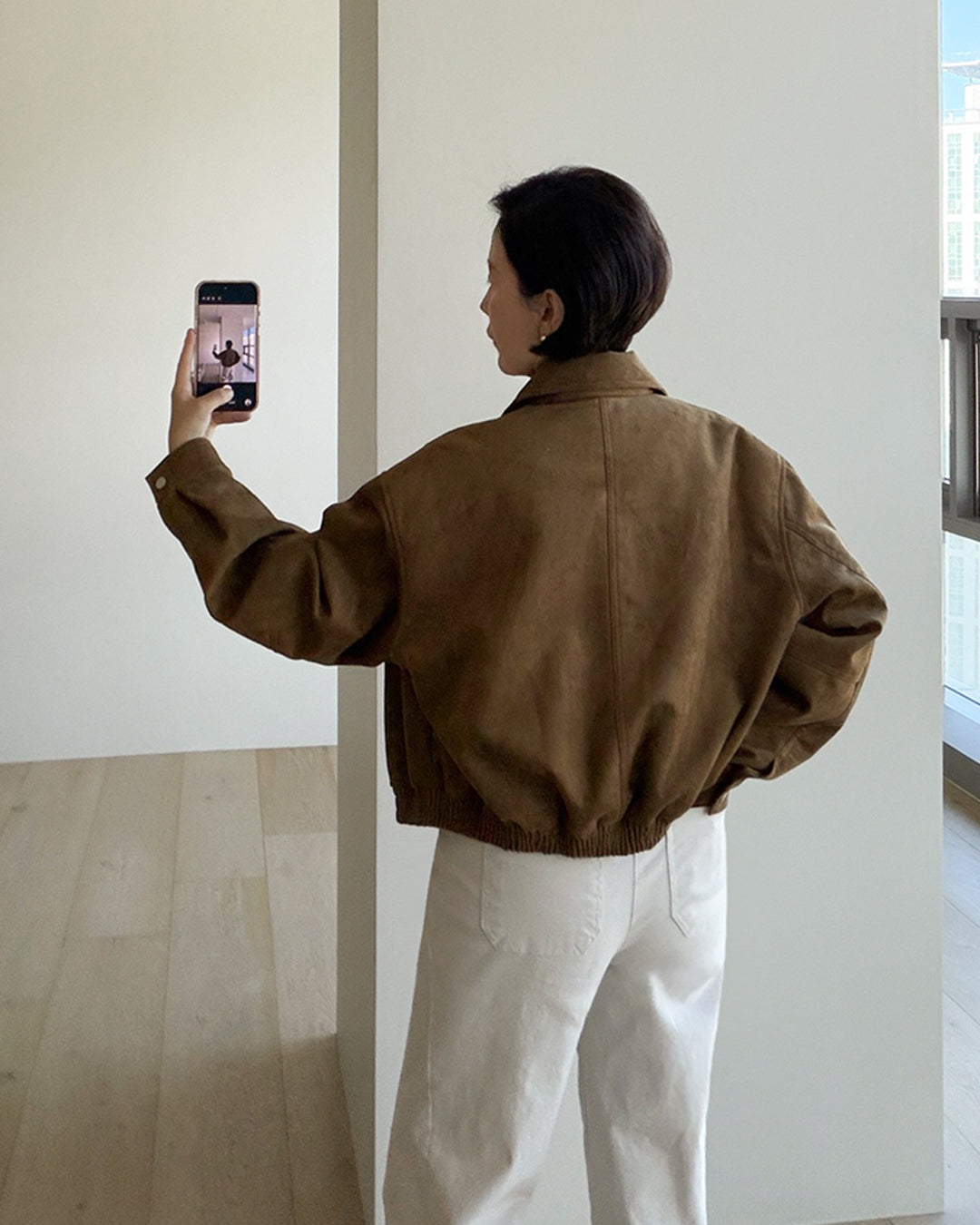 Oversized Faux Suede Blouson Jacket