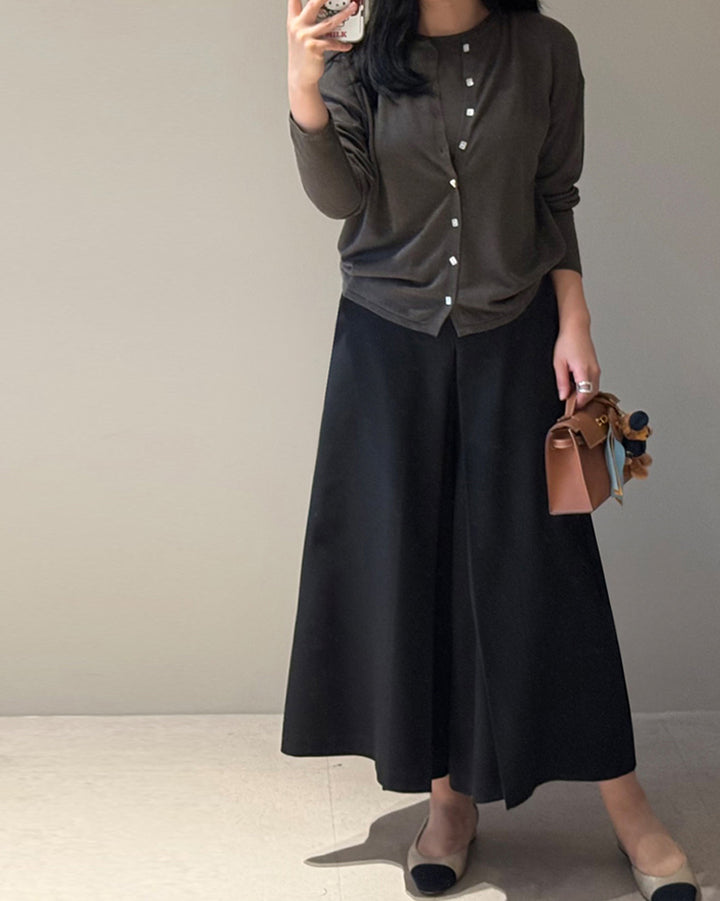 Elegant Pleated Skirt-Look Wide Pants