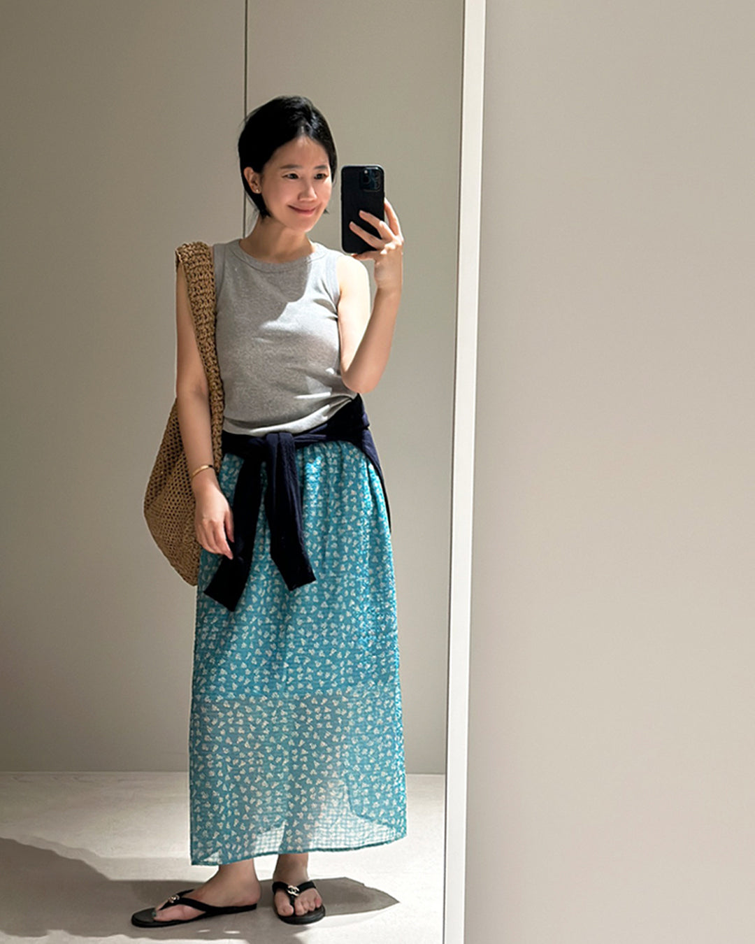 Floral Print Elastic Waist Maxi Skirt