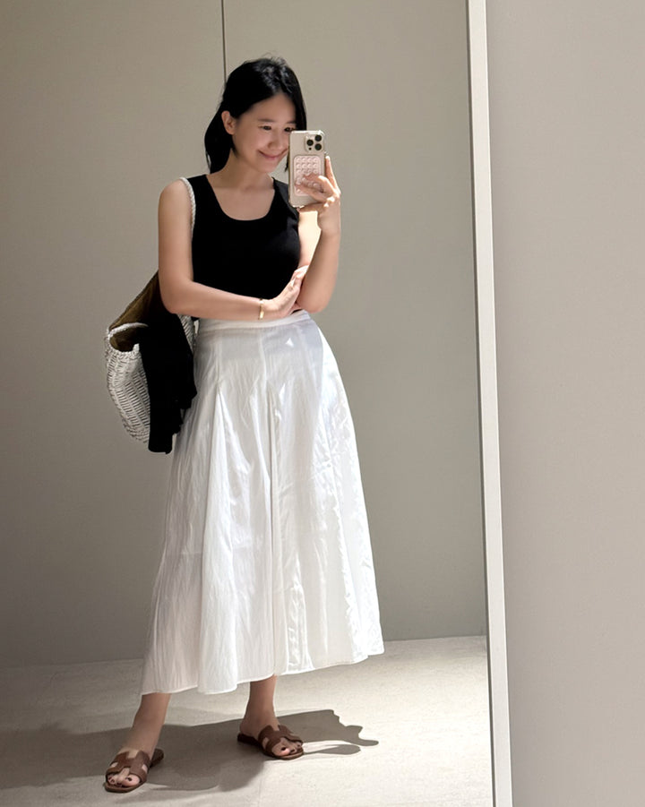 Crinkle Flared Maxi Skirt