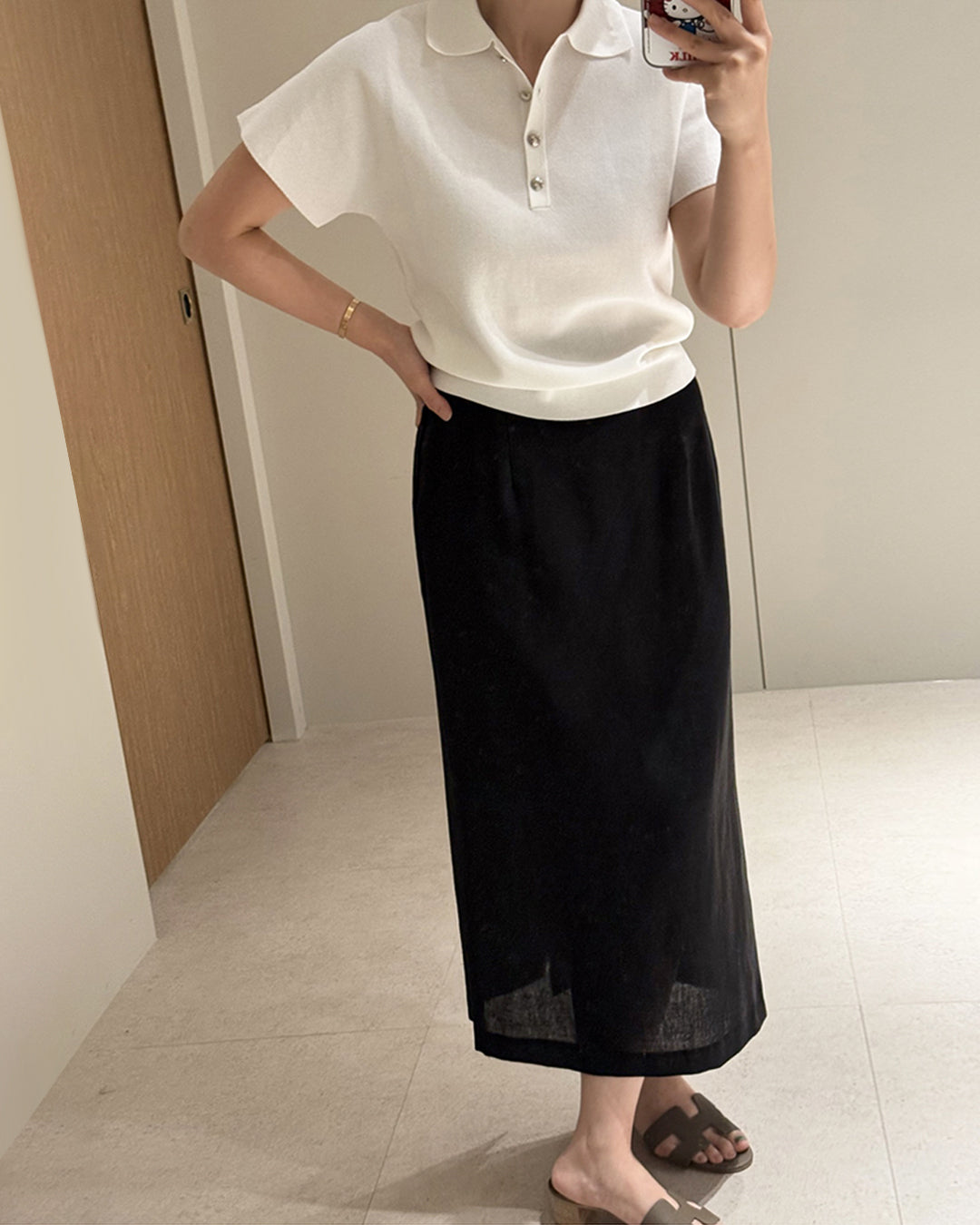Short Sleeve Polo Knit Top