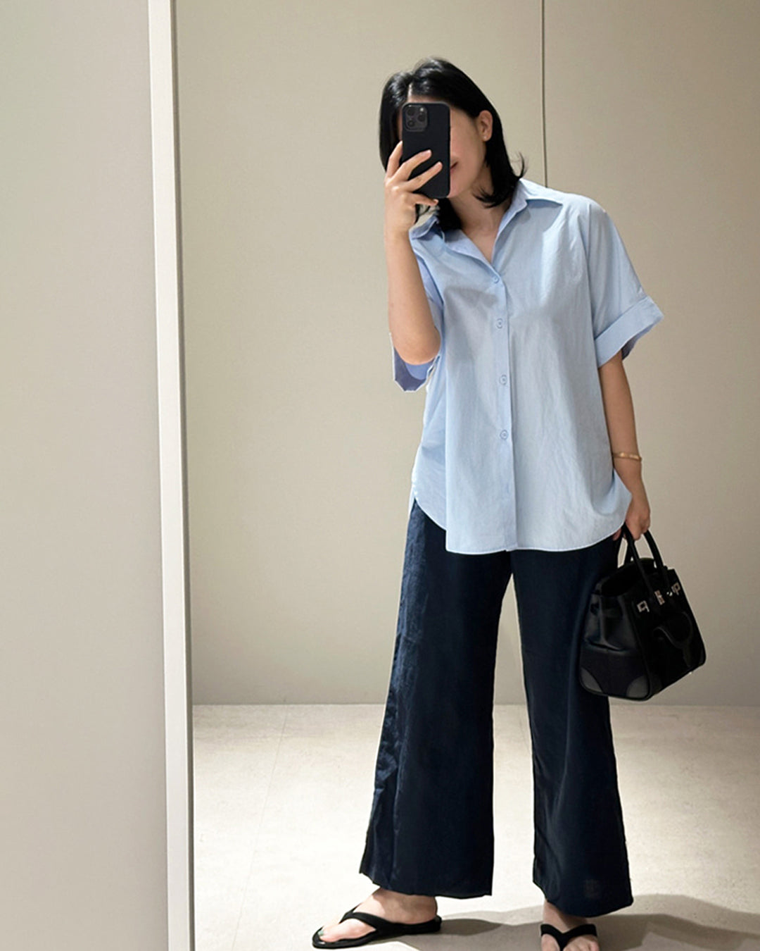 Linen Blend Wide-Leg Trousers