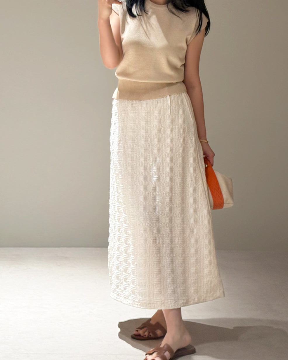 Textured Column Maxi Skirt