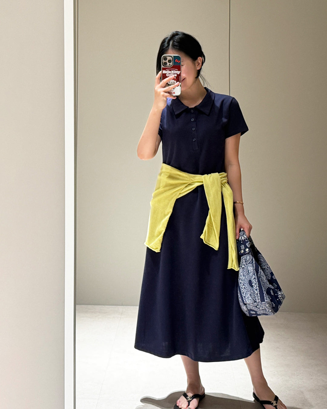 Polo Collar Flared Maxi Dress