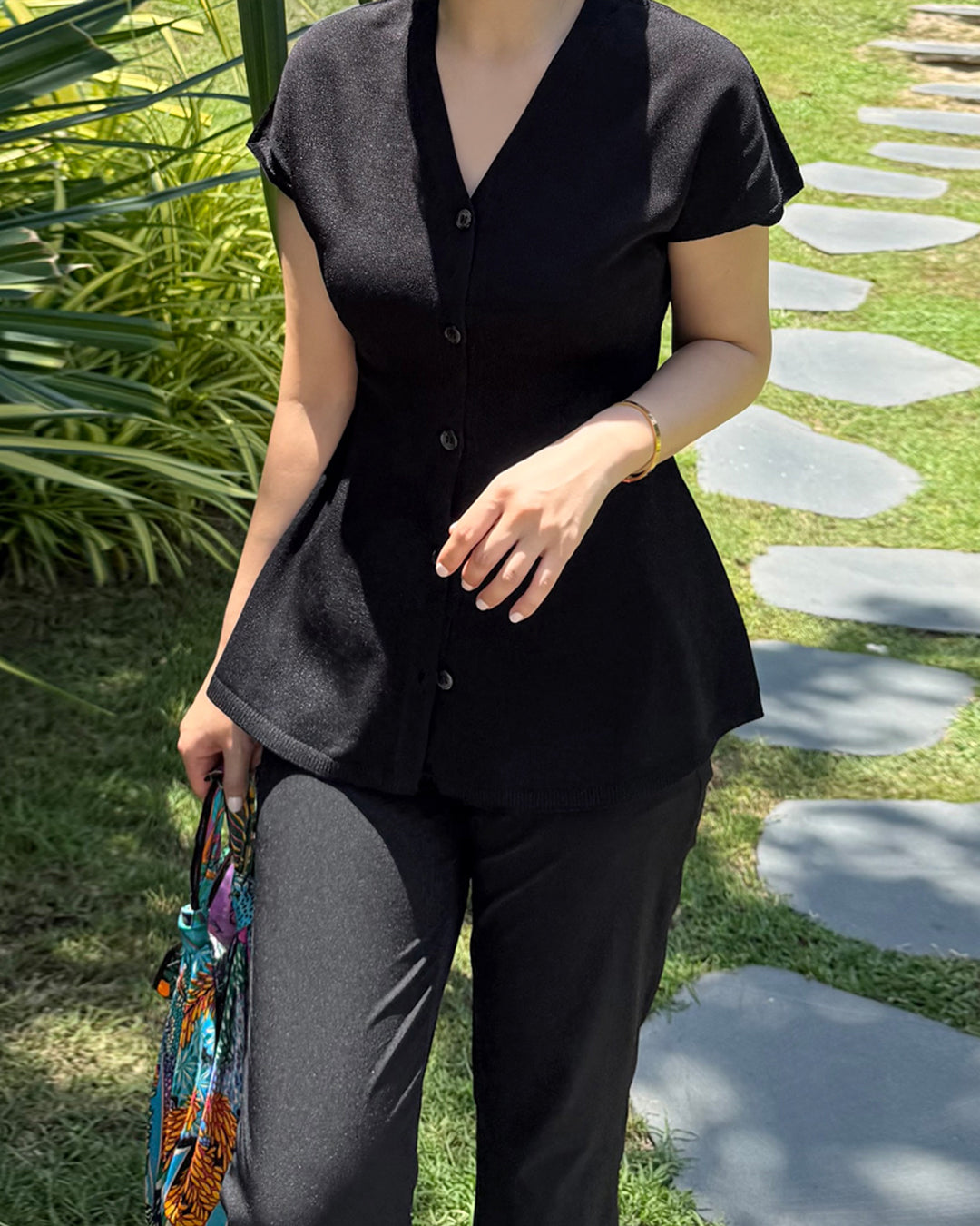 SINE Cool-Touch Side-Slit Ankle Pants