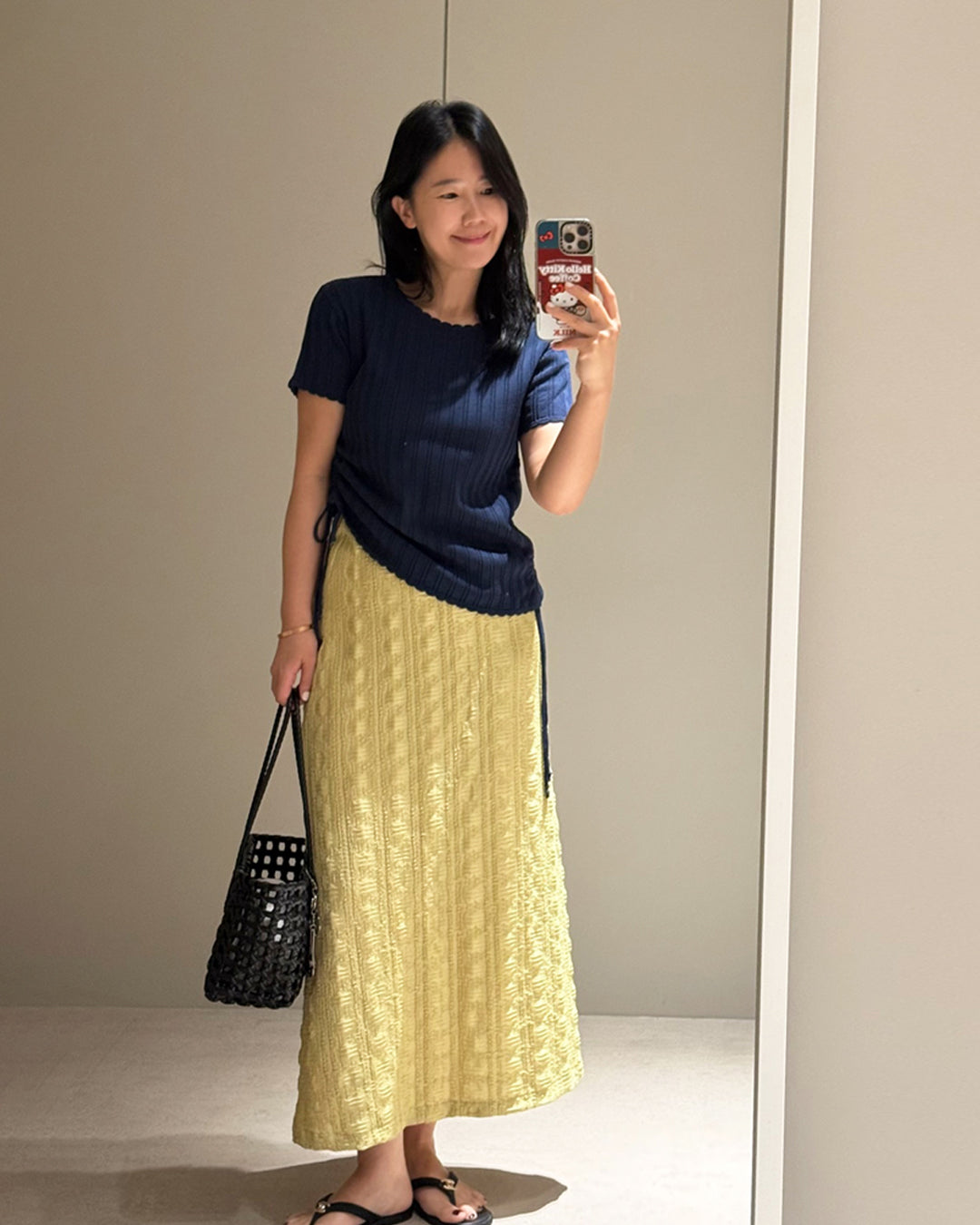 Side Ruched Drawstring Short Sleeve Knit