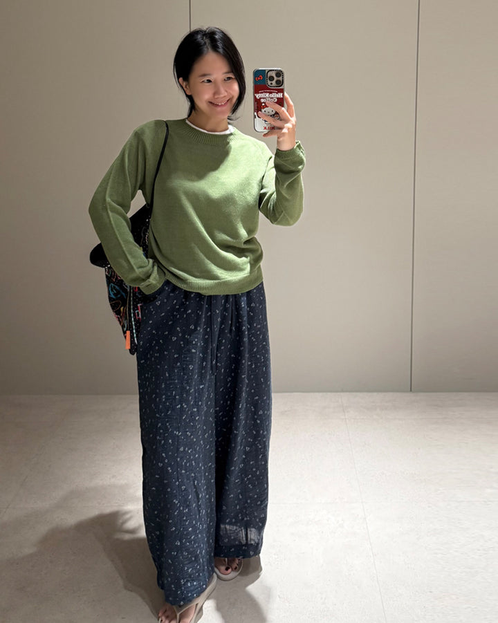Floral Printed Wide-Leg Elastic Pants