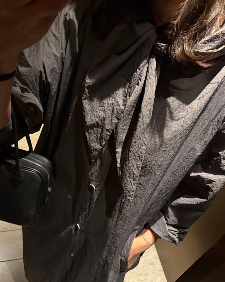 Oversized Hooded Long Windbreaker Coat