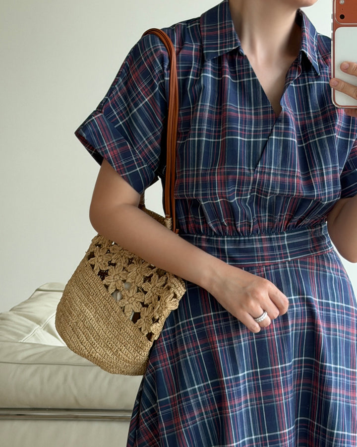 Raffia Crochet Leather Strap Tote