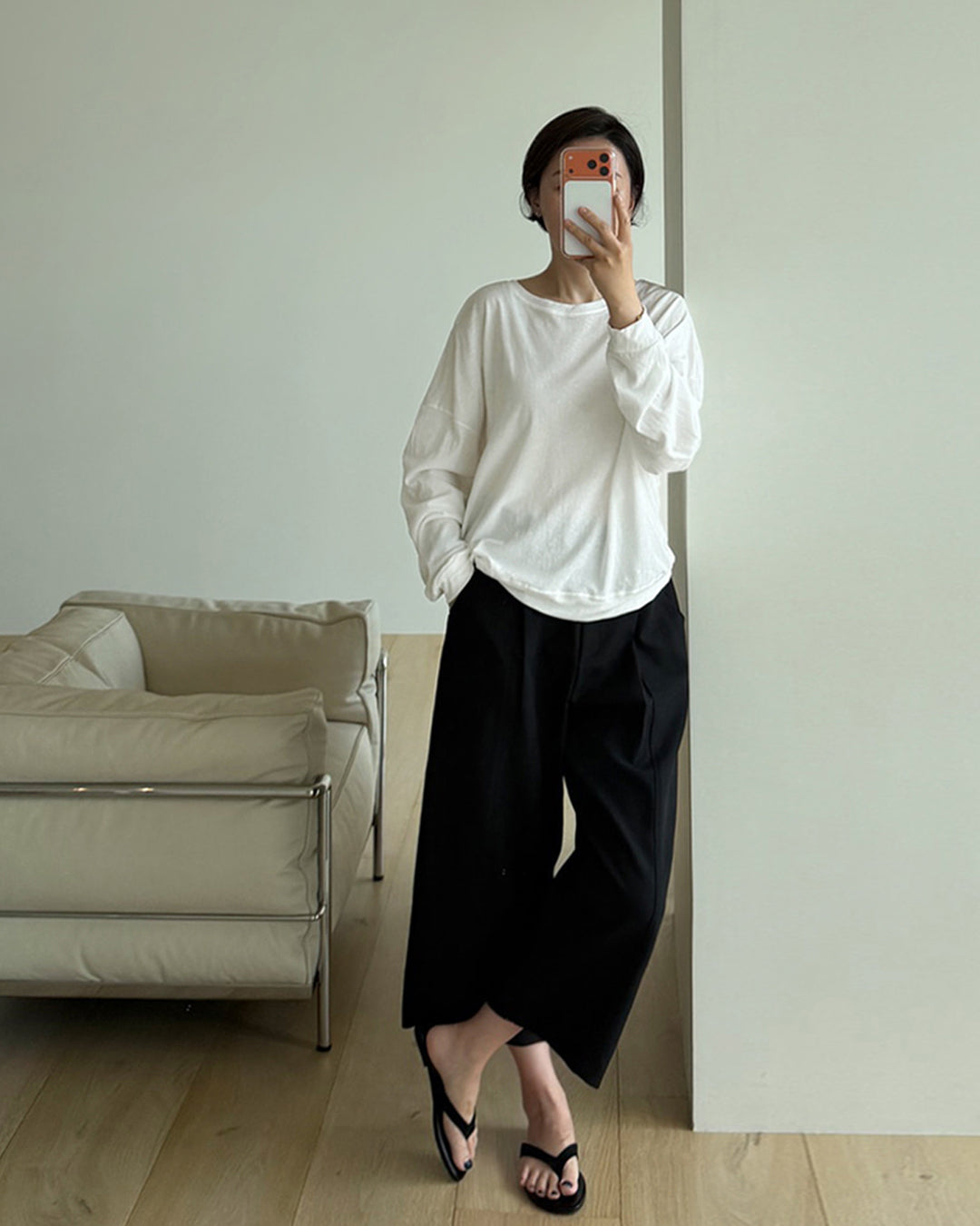 Pintuck Cropped Wide Trousers