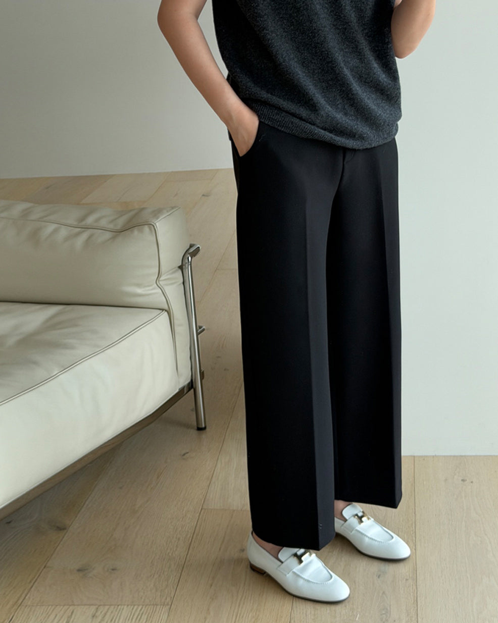 Straight-Leg Creased Trousers