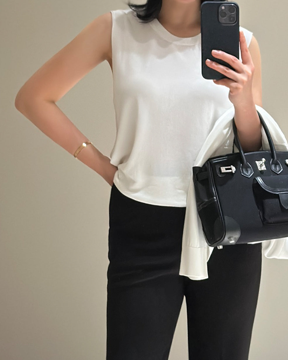 Sleeveless Knit &amp; Open Cardigan Set
