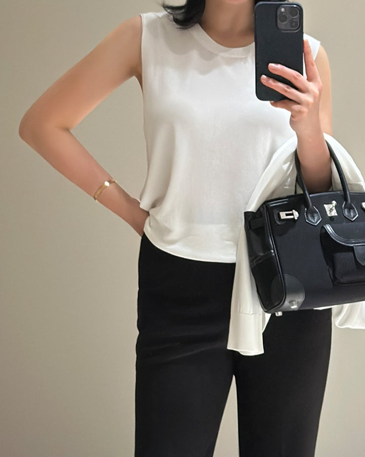Sleeveless Knit &amp; Open Cardigan Set