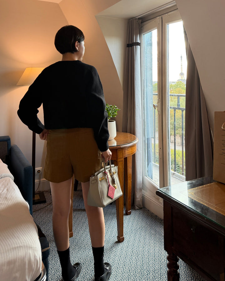 Seamless Cashmere-Merino Ribbed Knit Sweater