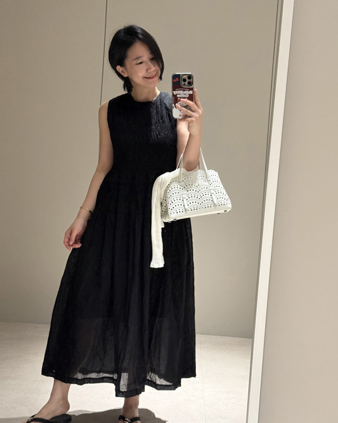 Smocked Cotton Sleeveless Maxi Dress