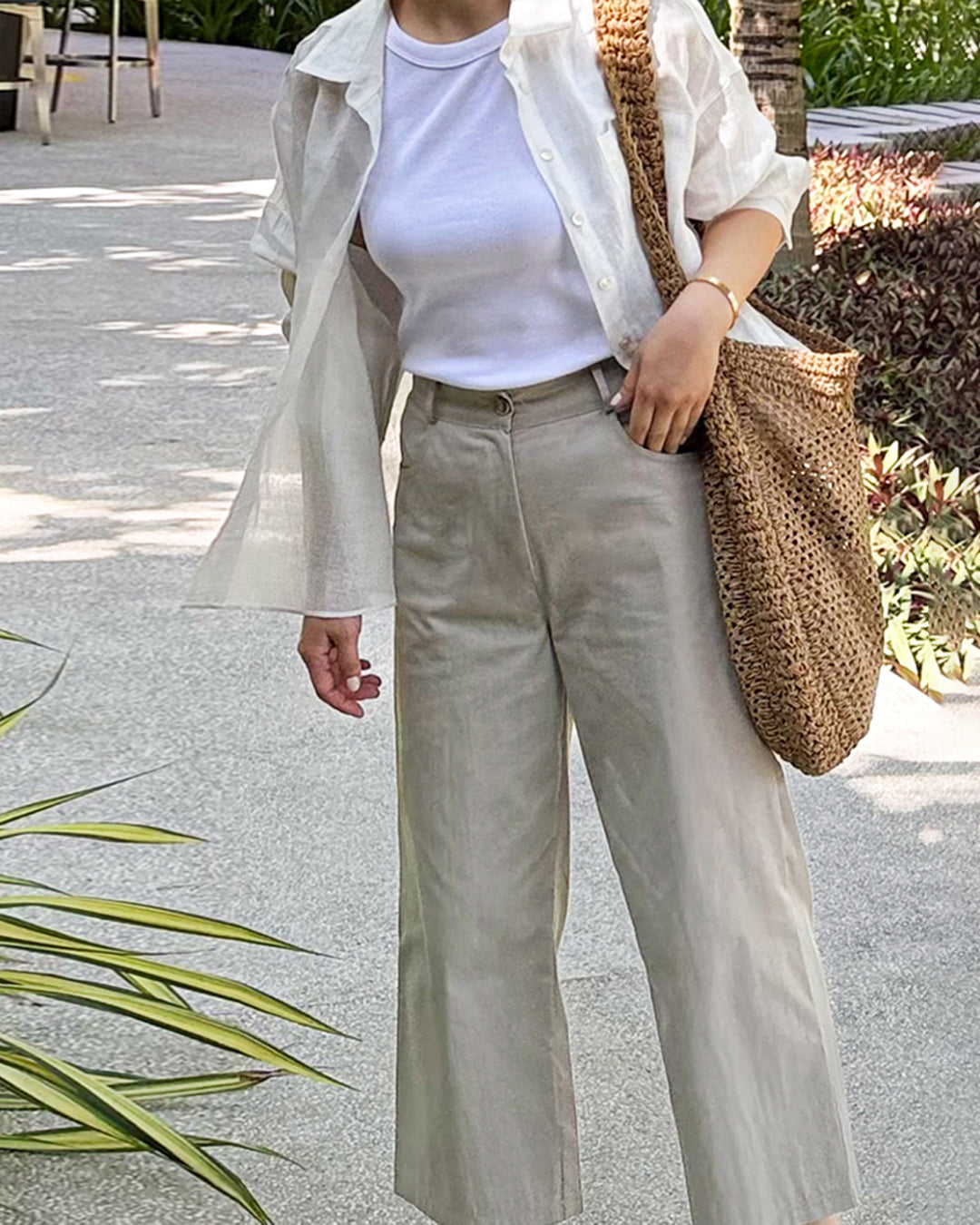 Casual Cotton Blend Daily Crop Pants