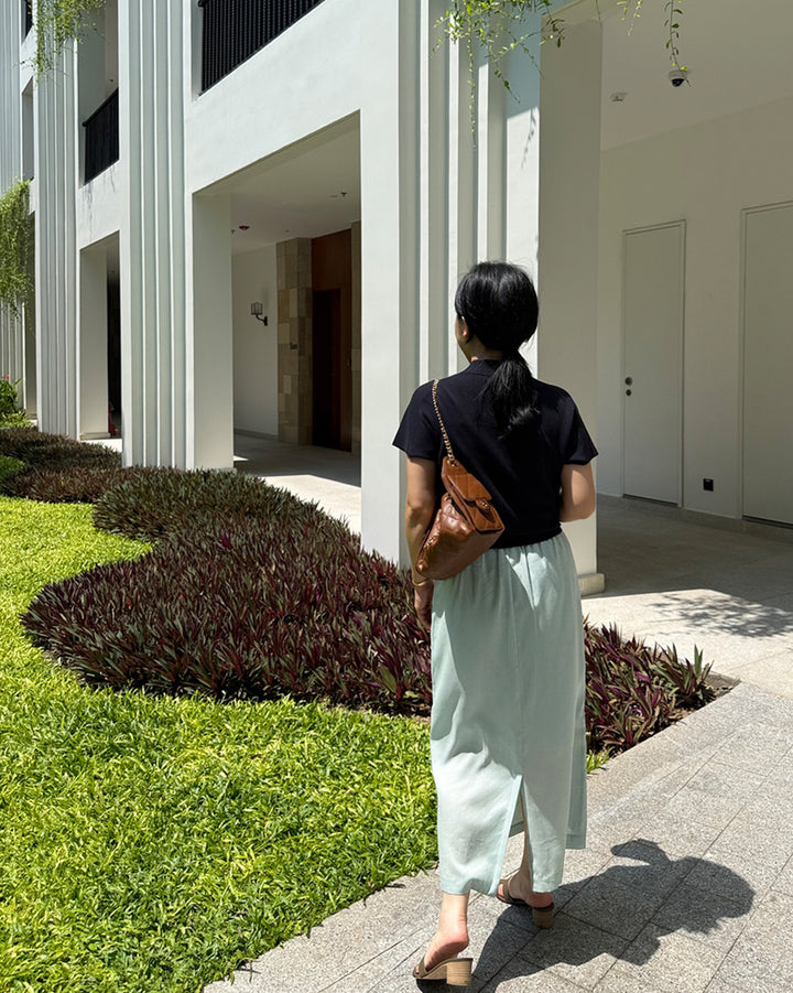 Tencel Linen Blend Long Straight Skirt