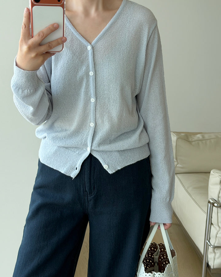Sheer Lightweight V-Neck Cardigan
