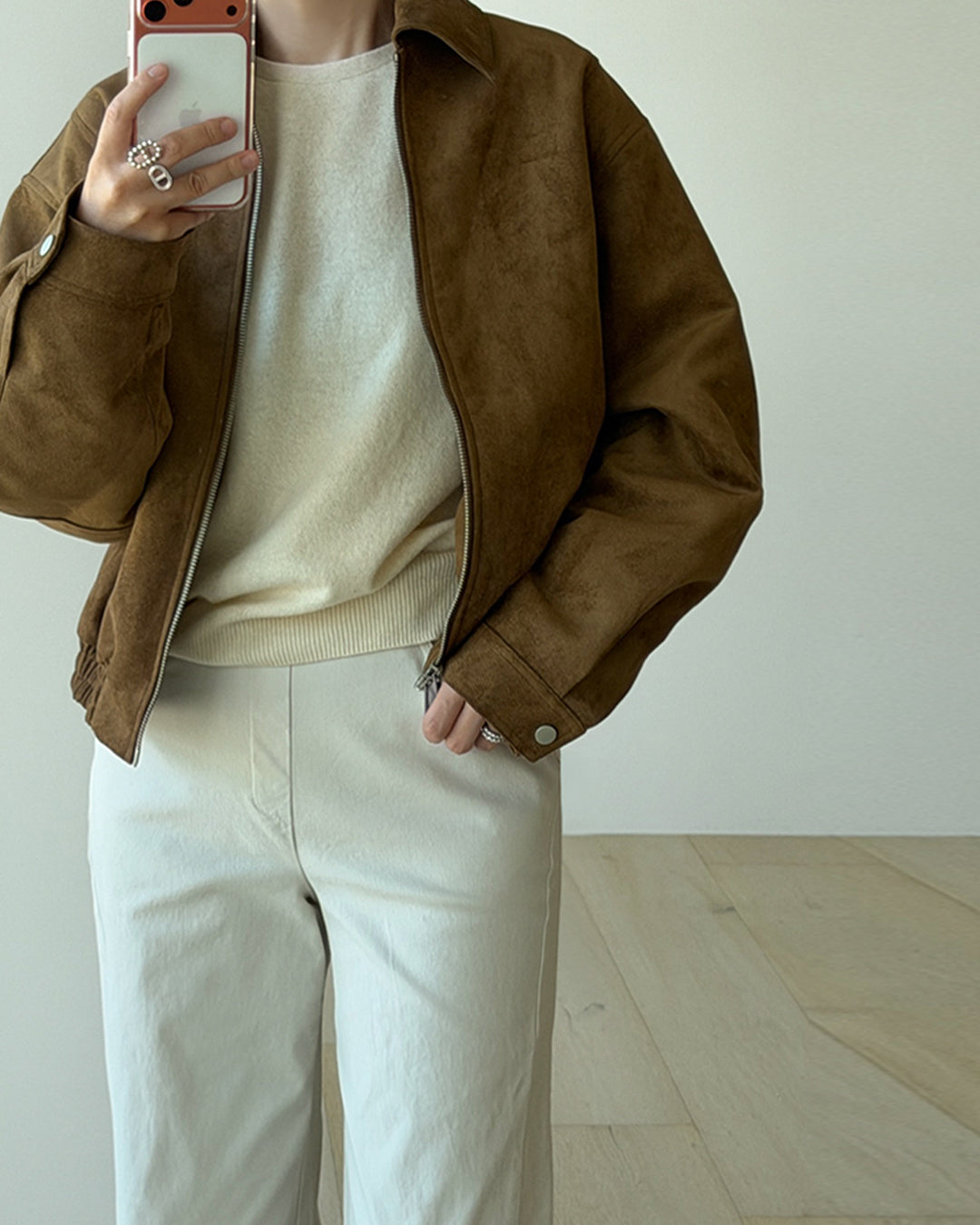 Oversized Faux Suede Blouson Jacket