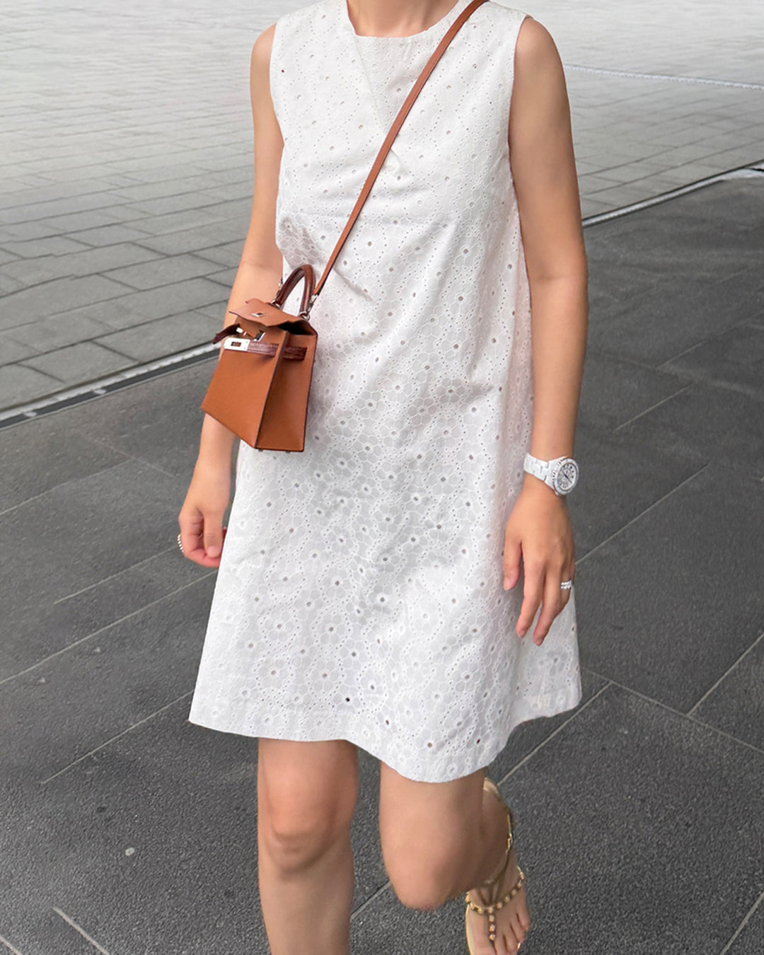 Floral Eyelet Sleeveless Mini Dress