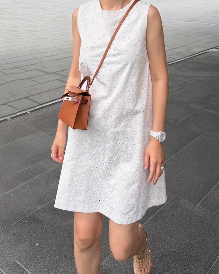 Floral Eyelet Sleeveless Mini Dress