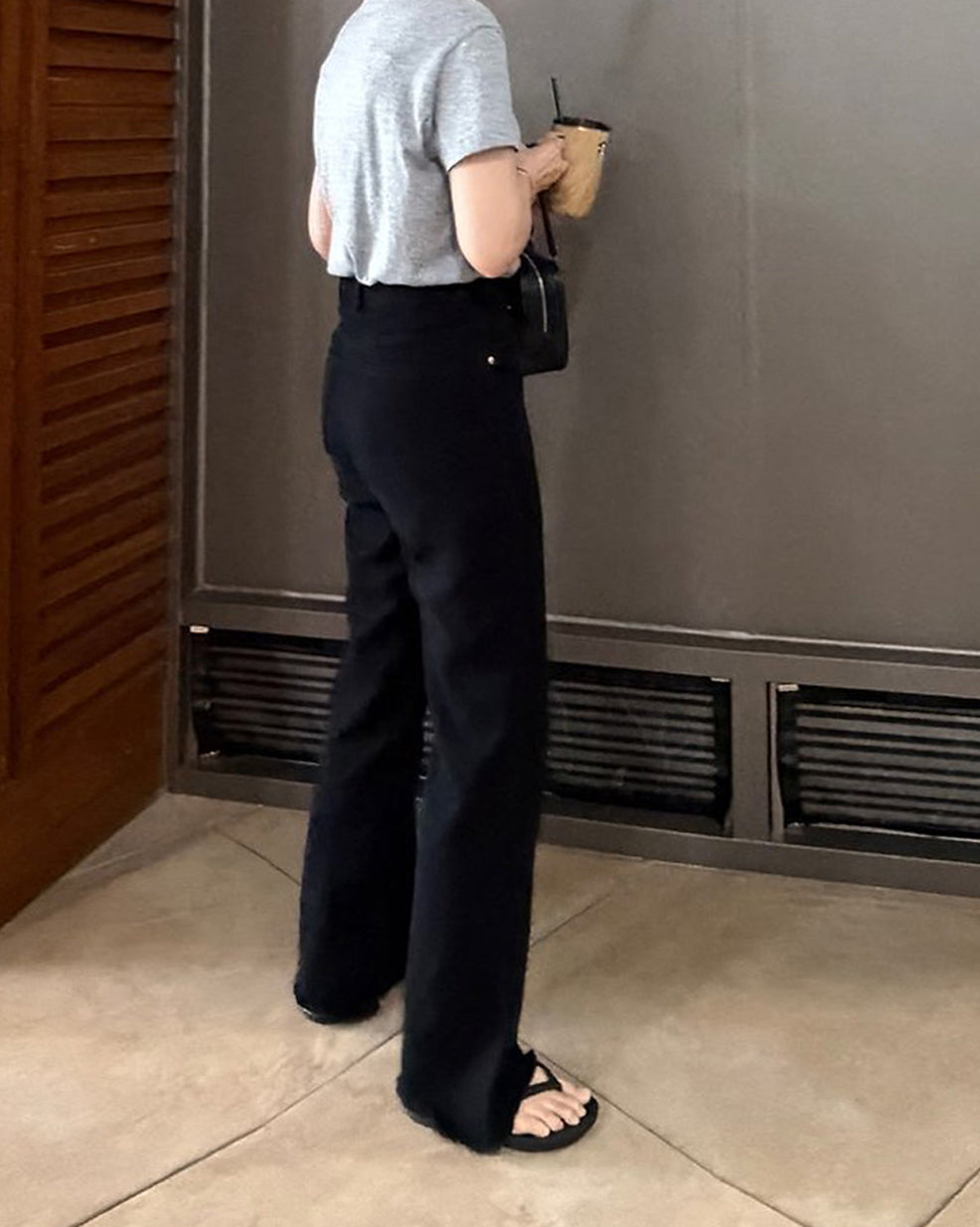 Soft Washed Black Slight Flare Jeans
