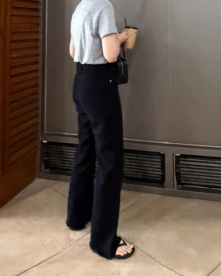 Soft Washed Black Slight Flare Jeans