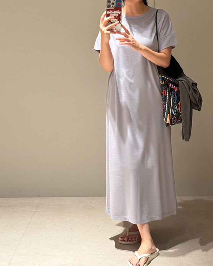 Relaxed Short Sleeve Maxi T-Shirt Dress