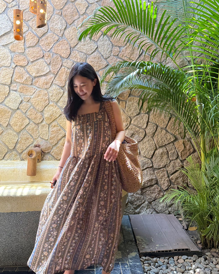 Ethnic Floral Flap Maxi Dress