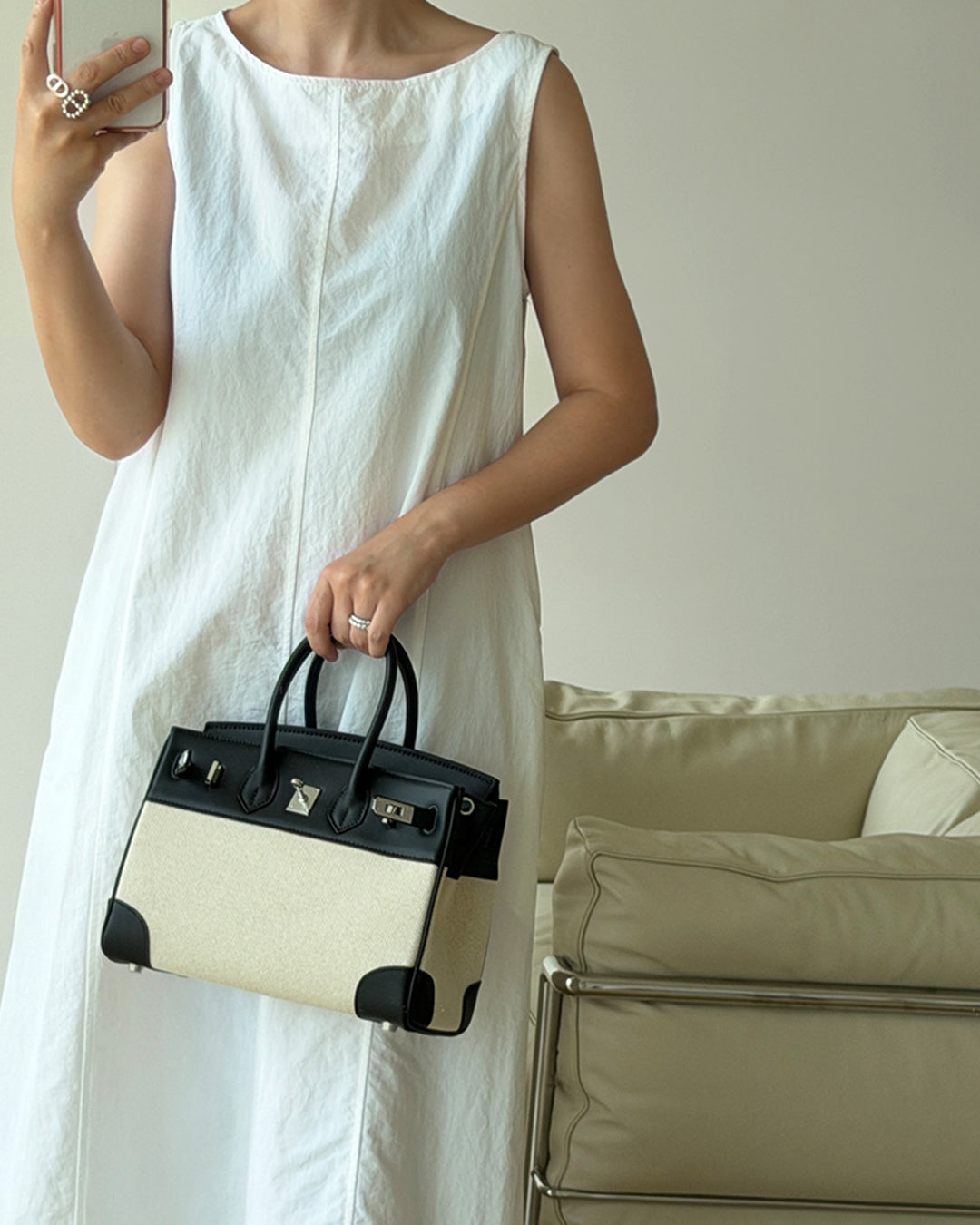 Seam-Detail Sleeveless Long Dress