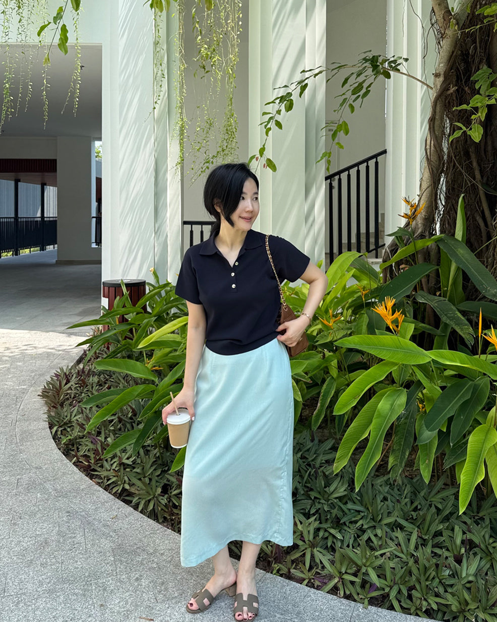 Tencel Linen Blend Long Straight Skirt