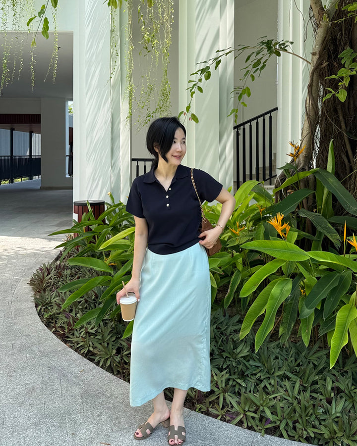 Tencel Linen Blend Long Straight Skirt