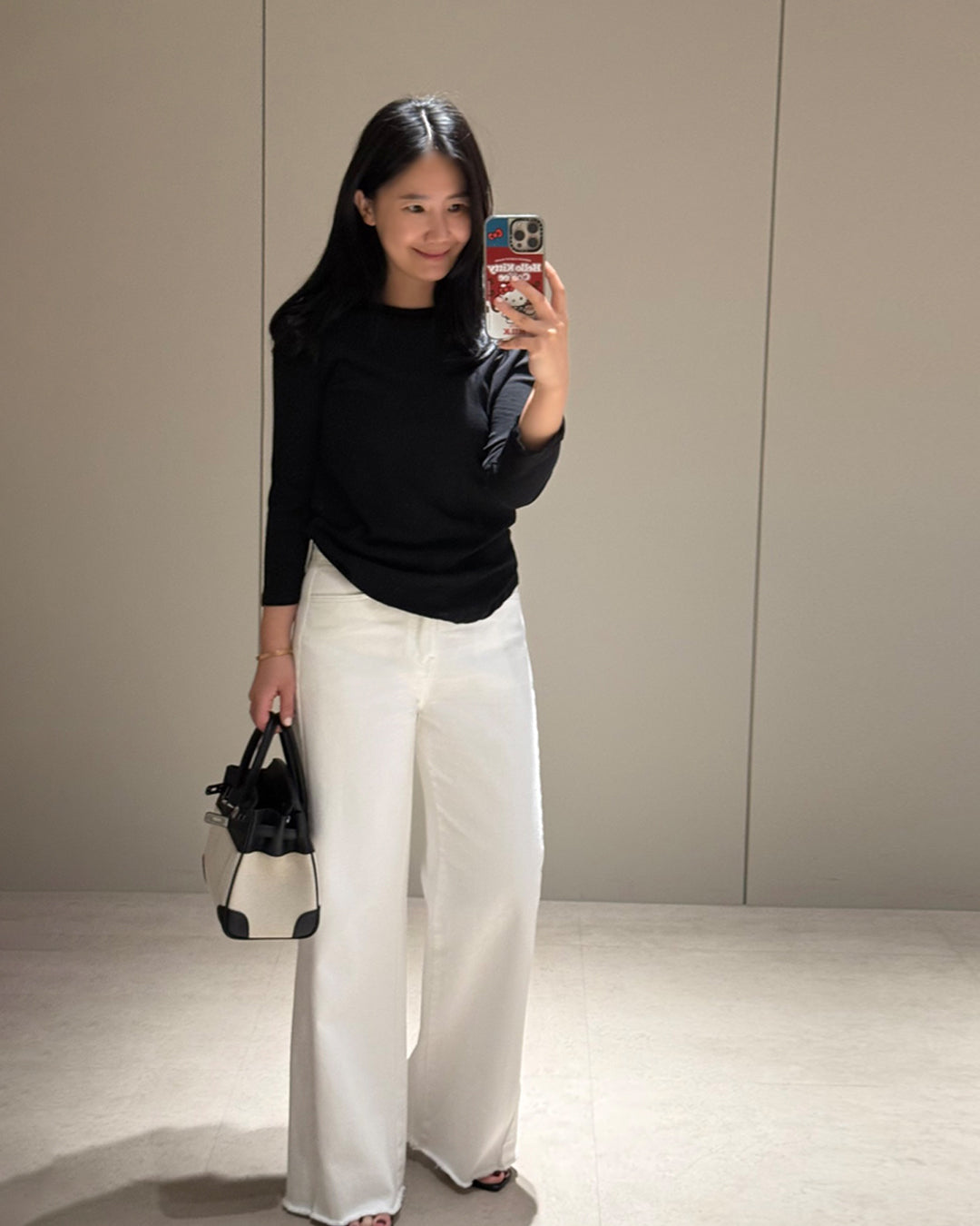 Raw Hem Wide Flared White Jeans