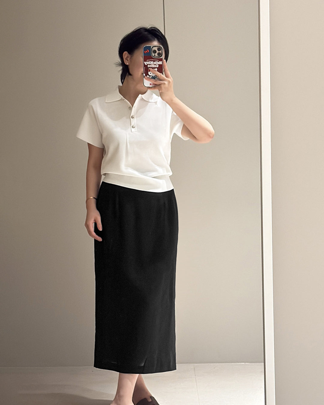 Short Sleeve Polo Knit Top