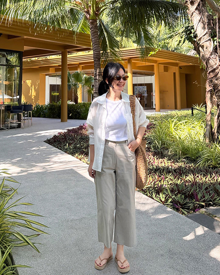 Casual Cotton Blend Daily Crop Pants